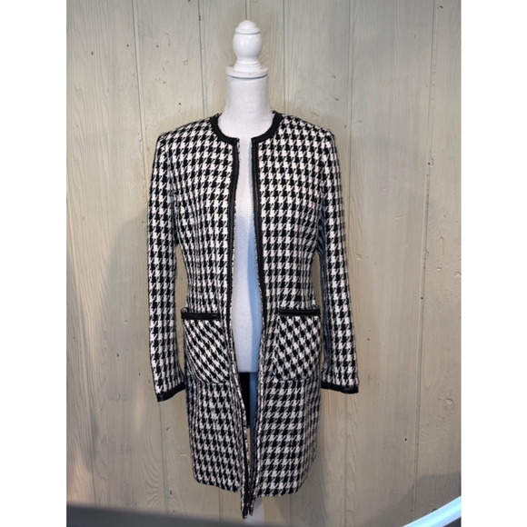 VS 2 by Vakko Jackets & Blazers - VS 2 by Vakko Houndstooth Blazer Jacket Black White Size 8